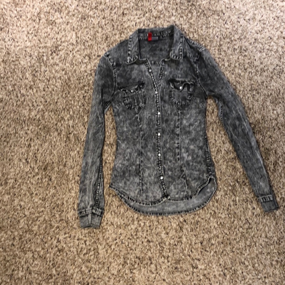 *SOLD* Divided Acid Washed Button Down Shirt - Picture 2 of 5